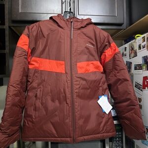 Columbia Brown and Orange Puffer Jacket Youth XL (14/16)